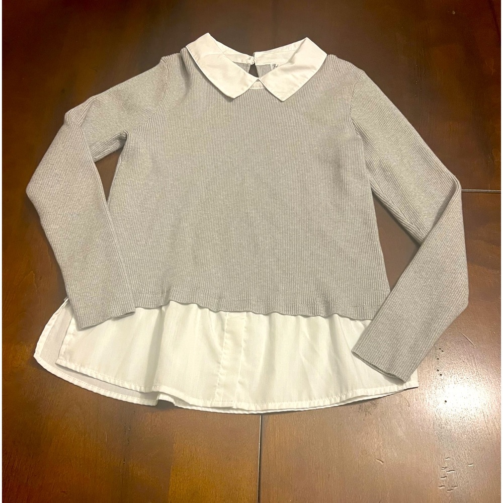 Faux Layered Collared Sweater